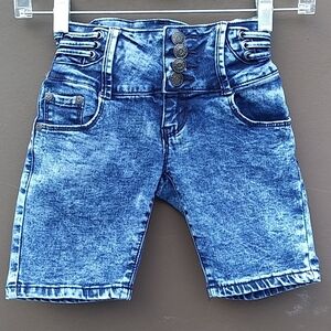Bamboo High Waist Jean Stretch Shorts Sz 8